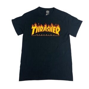Vintage flames logo Thrasher Magazine black shirt size small